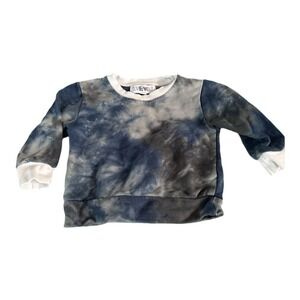 Olive + Scout Blue Black Tie Dye Crewbeck Sweater Baby Boy Size 18-24 Months